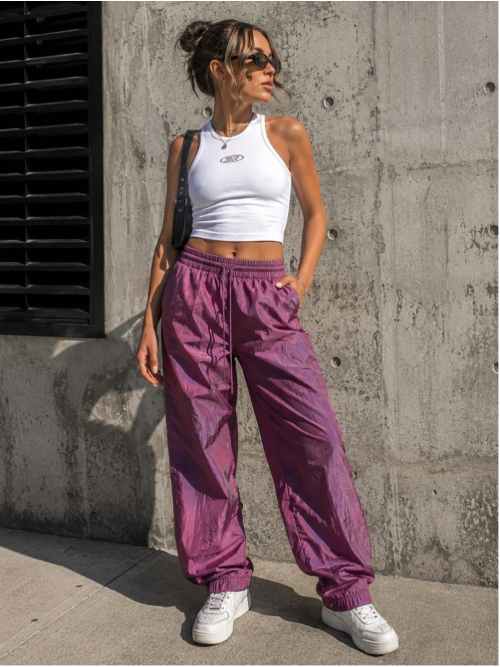 K*Swiss Women's Y2K Track Pants Zip Bottoms Drawstring Waist Size M (b9)